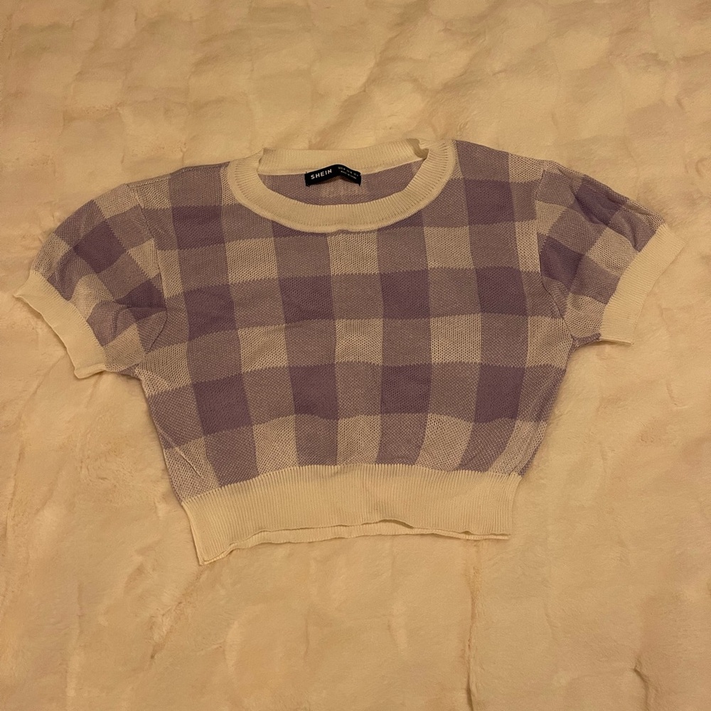 Purple gingham crop top, size small, worn once